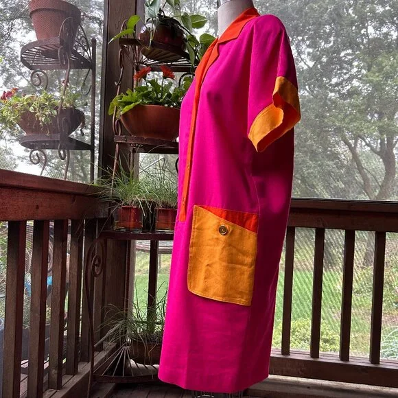 Vintage Tailored NR1 Color Block Shirtwaist Dress - Picture 5 of 15